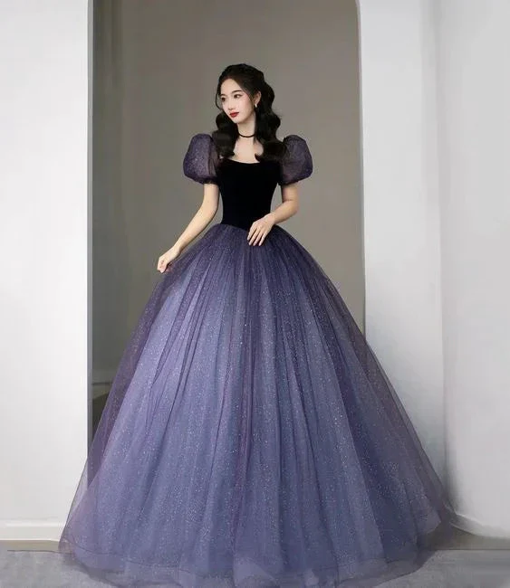 Purple Tulle Sequin Long Princess Dress Evening Gown Y5619 - Image 2