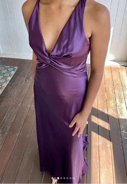 Purple V Neck Backless Evening Dress Long Prom Dress Party Dress Y7520 - Image 2