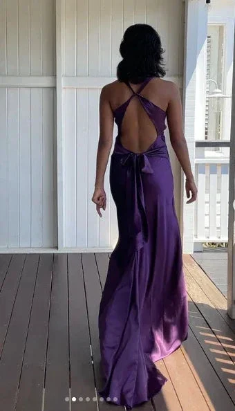 Purple V Neck Backless Evening Dress Long Prom Dress Party Dress Y7520 - Image 3