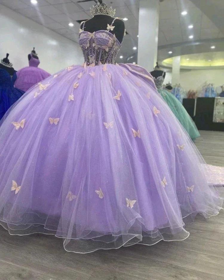 Quinceanera Dresses With 3D Butterflies Sweet 16 Gowns Ball Gown Y1870 - Image 2