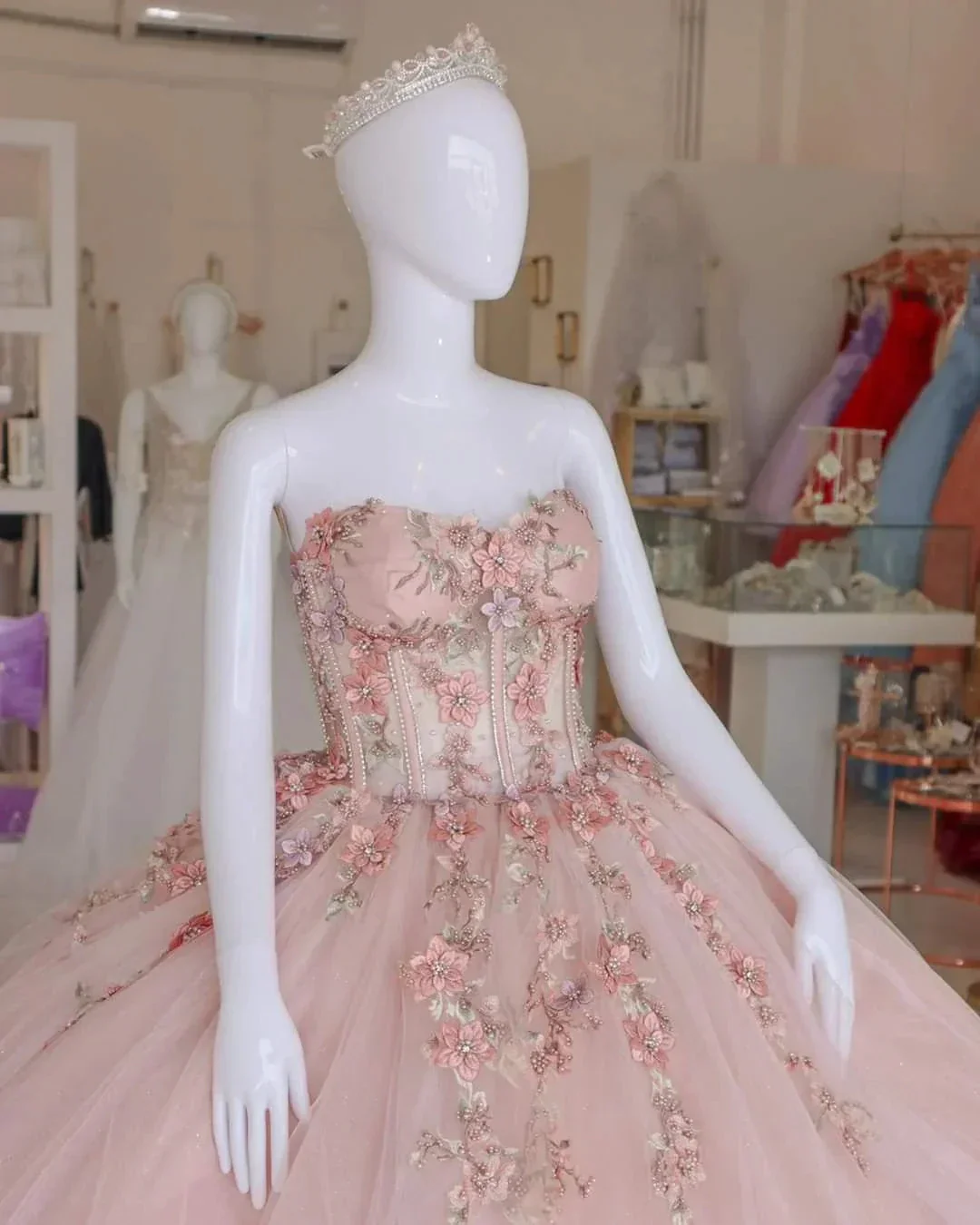 Quinceanera Dresses With 3D Flowers Sweet 15 16 Party Ball Gown Y4158 - Image 2