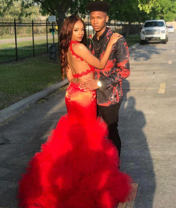 Red Backless Mermaid Long Prom Dress Sexy Evening Gown  Y665 - Image 2