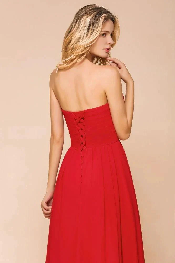 Red Charming Strapless Appliques Evening Maxi Dress Wedding Party Dress - Image 8