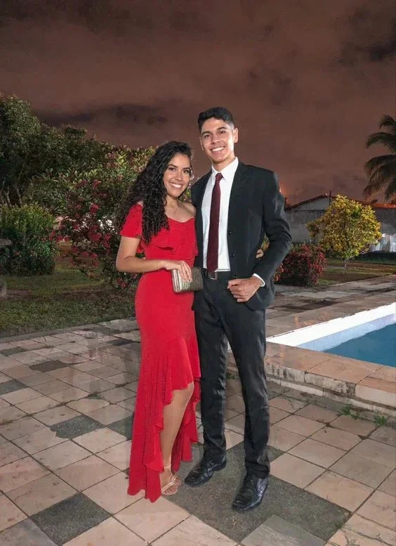 Red Hi-low Mermaid Evening Dress Red Party Dress Y5701 - Image 2