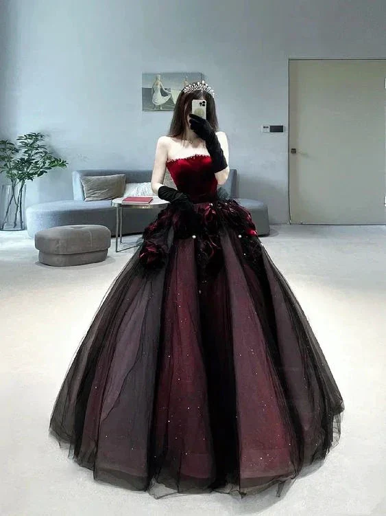 Red long prom dress ball gown evening dress classy gown Y7343 - Image 2