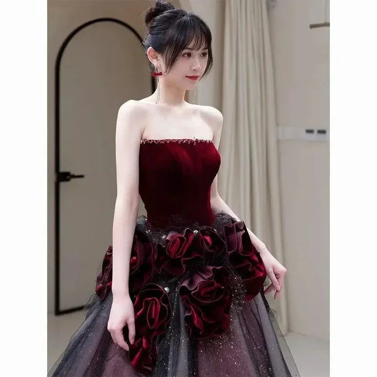 Red long prom dress ball gown evening dress classy gown Y7343 - Image 4