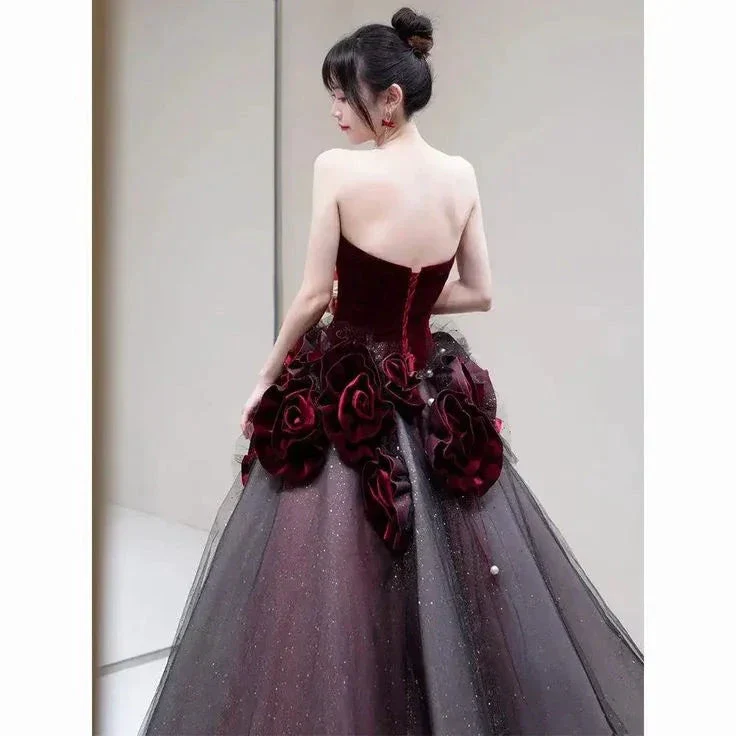 Red long prom dress ball gown evening dress classy gown Y7343 - Image 5