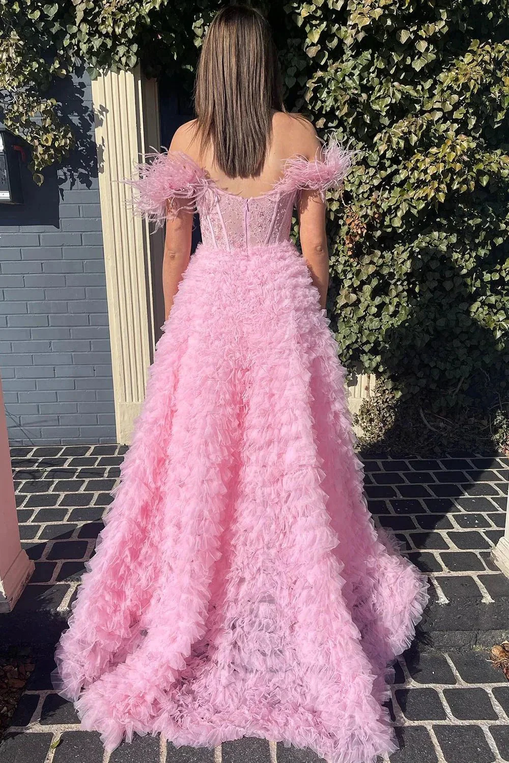 Ingrid |A Line Sweetheart Tiered Tulle Long Prom Dress With Slit - Image 3