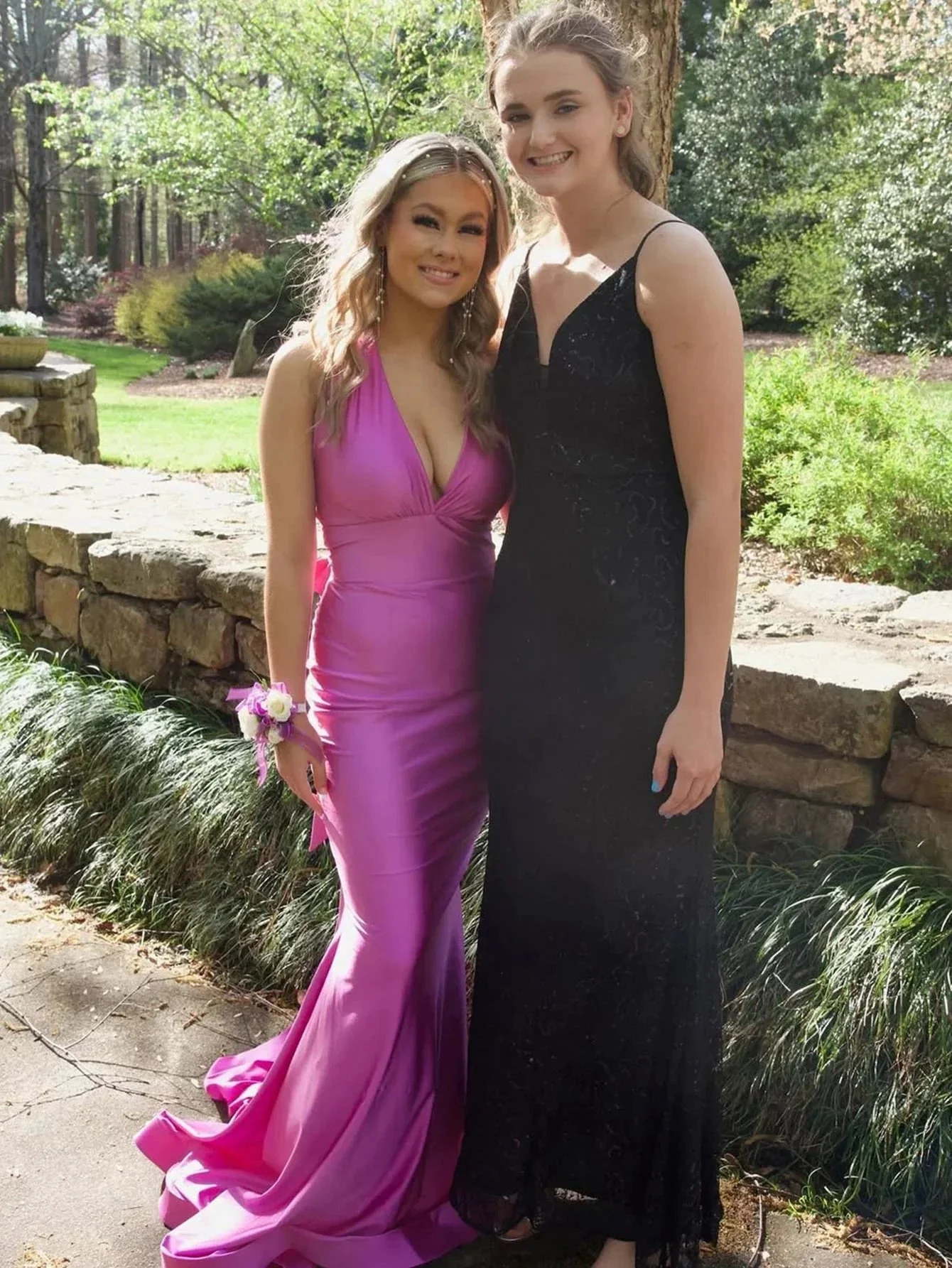 Red Satin Mermaid Tight V Neck Long Prom Dress With Bow Tie - Image 8