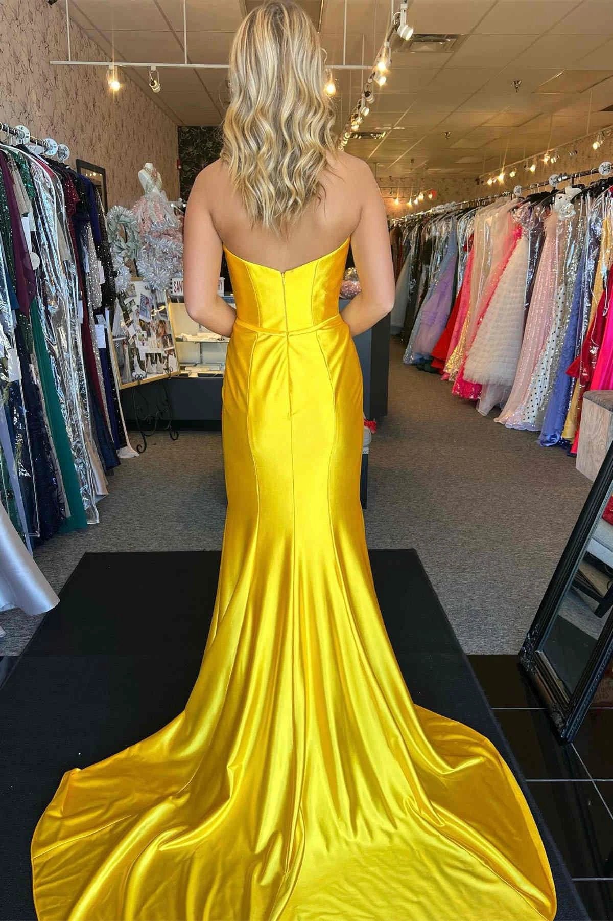 Penny | Red Strapless Bow Mermaid Long Prom Dress - Image 5