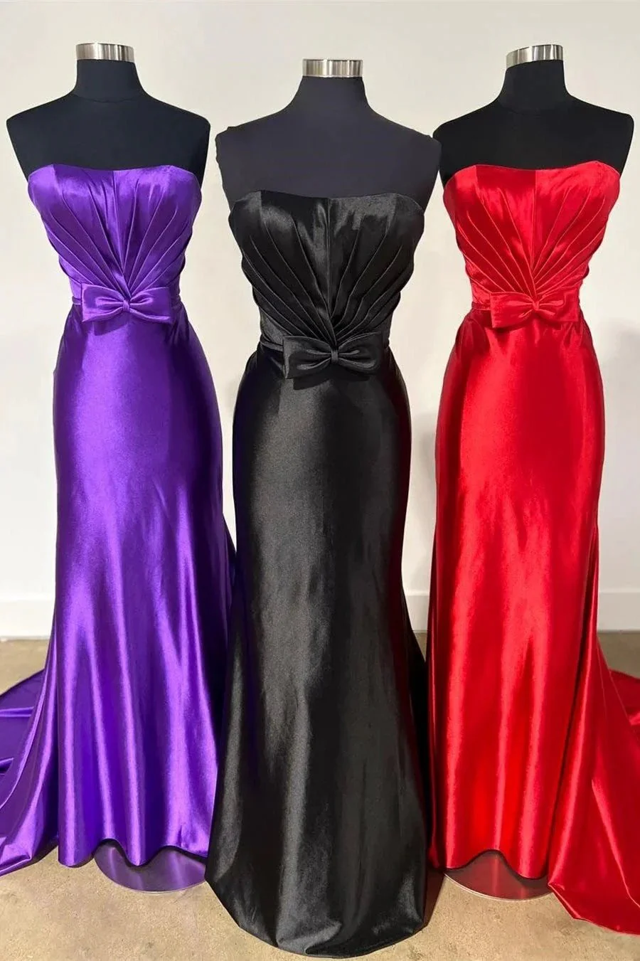Penny | Red Strapless Bow Mermaid Long Prom Dress - Image 6
