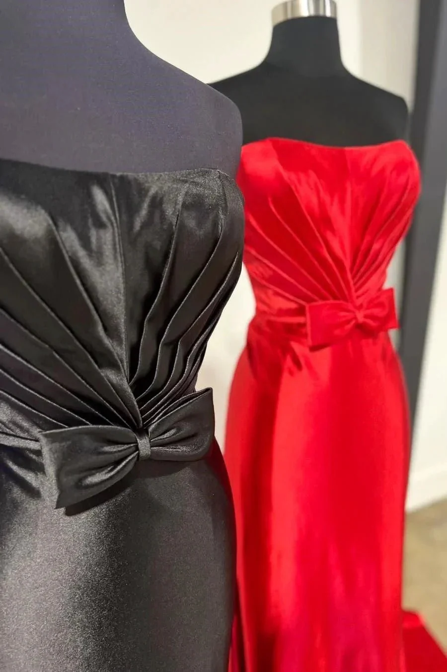 Penny | Red Strapless Bow Mermaid Long Prom Dress - Image 8