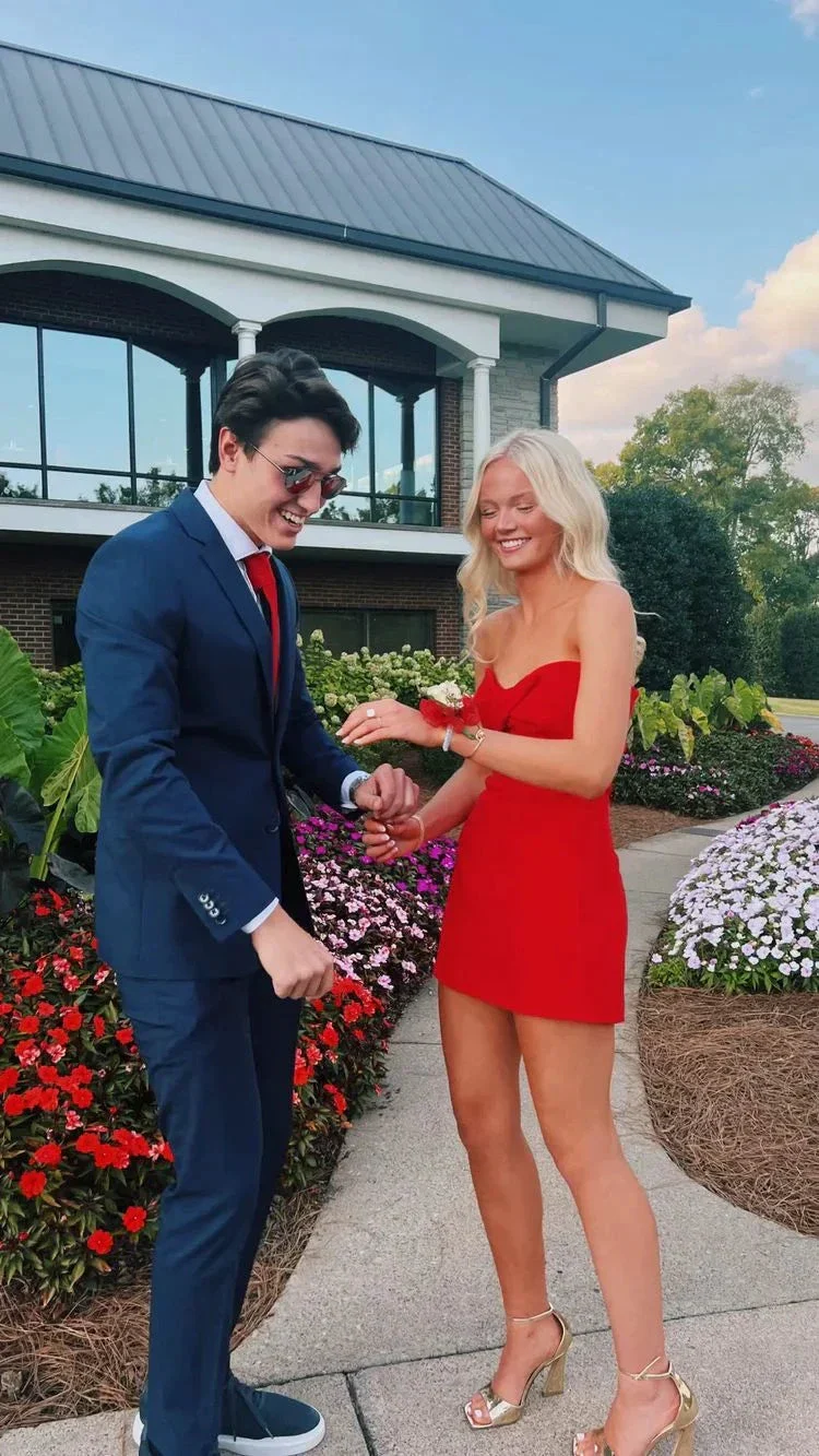 Red Strapless Tight Homecoming Dress 22nd Birthday Party Dress Y2976 - Image 2