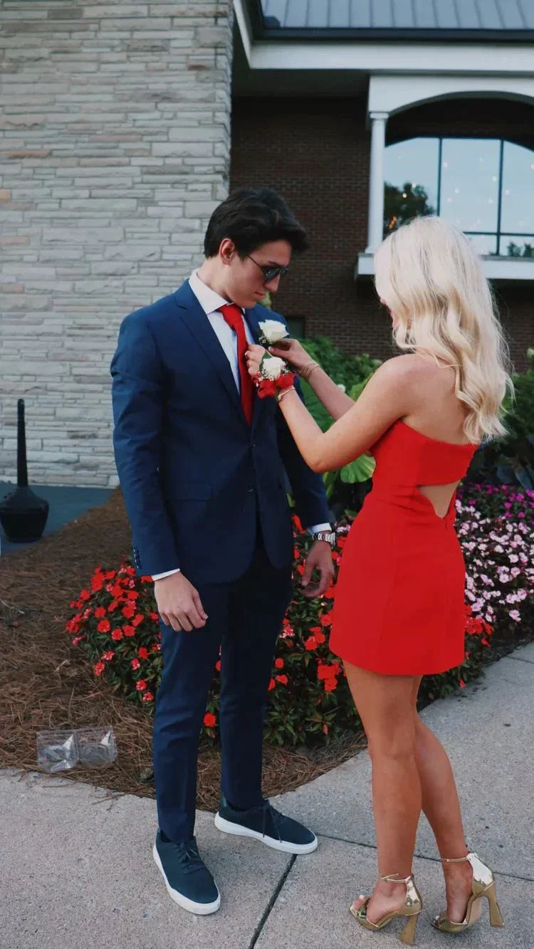 Red Strapless Tight Homecoming Dress 22nd Birthday Party Dress Y2976 - Image 3