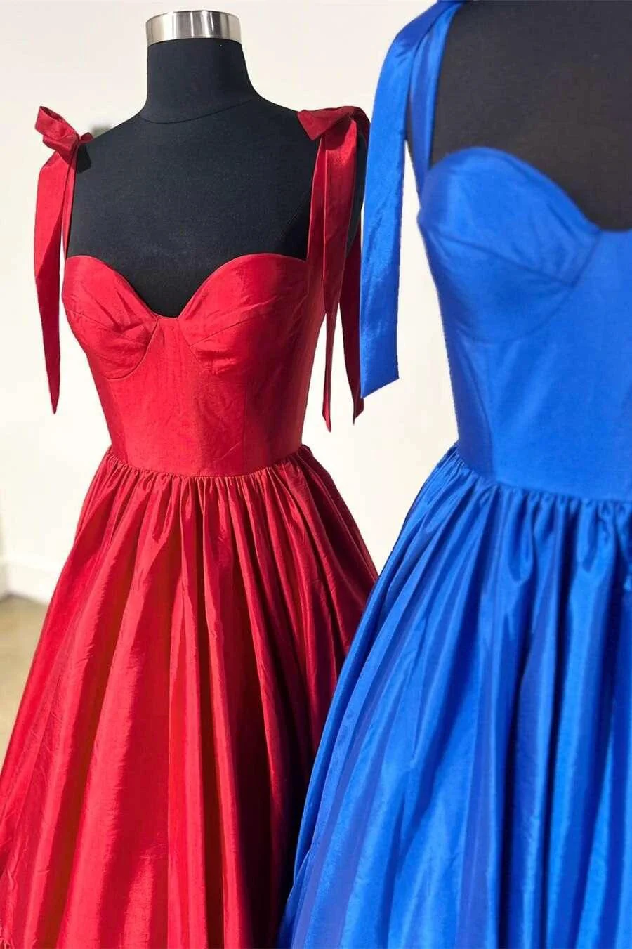 Kamilah| Red Sweetheart Bow Strap A-Line Long Prom Dress - Image 10