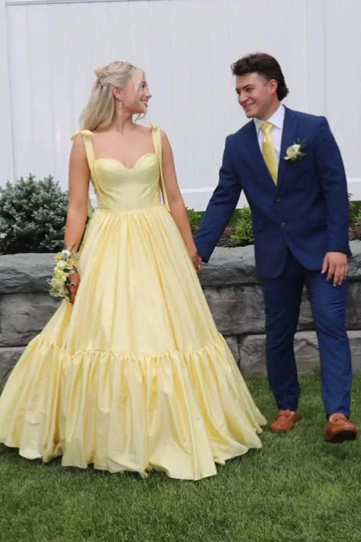 Kamilah| Red Sweetheart Bow Strap A-Line Long Prom Dress - Image 6