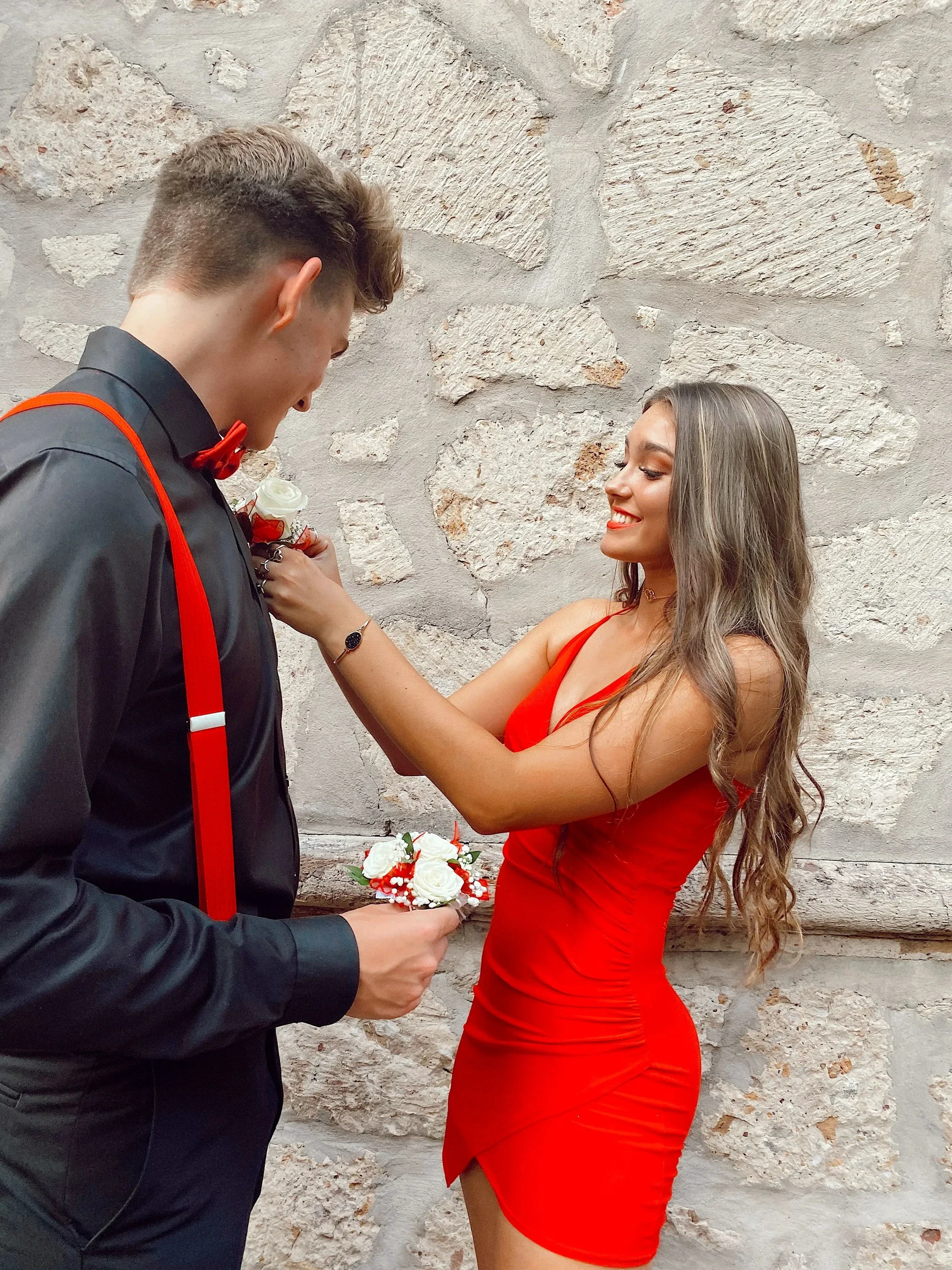 Red V Neck Sleeveless Homecoming Dress Party Dress Y2662 - Image 2