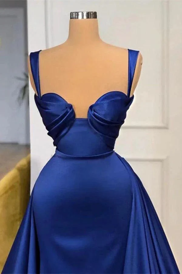 Regal Blue Strap Sweetheart Long Mermaid Prom Dress with Train - Image 2