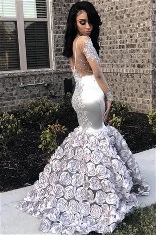 Regal Long Sleeves Prom Dress with Intricate Applique Details - Image 2