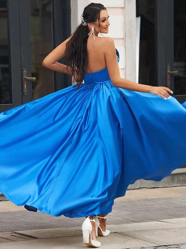 Regal Sapphire A-Line Draped V-Neck Backless Prom Dress - Image 2