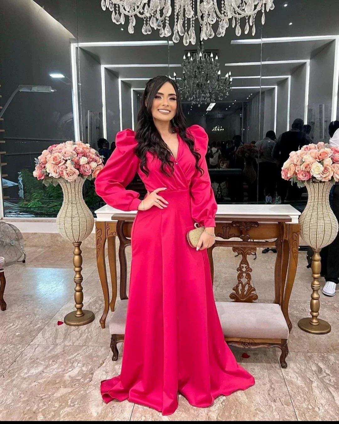 Retro Style A-line Long Sleeves Prom Dress A-line Evening Dress Y5697 - Image 2