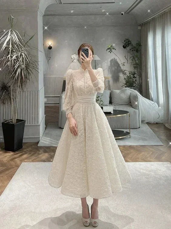 Retro Style A-line Wedding Dress,Engagement Dress Y6589 - Image 2