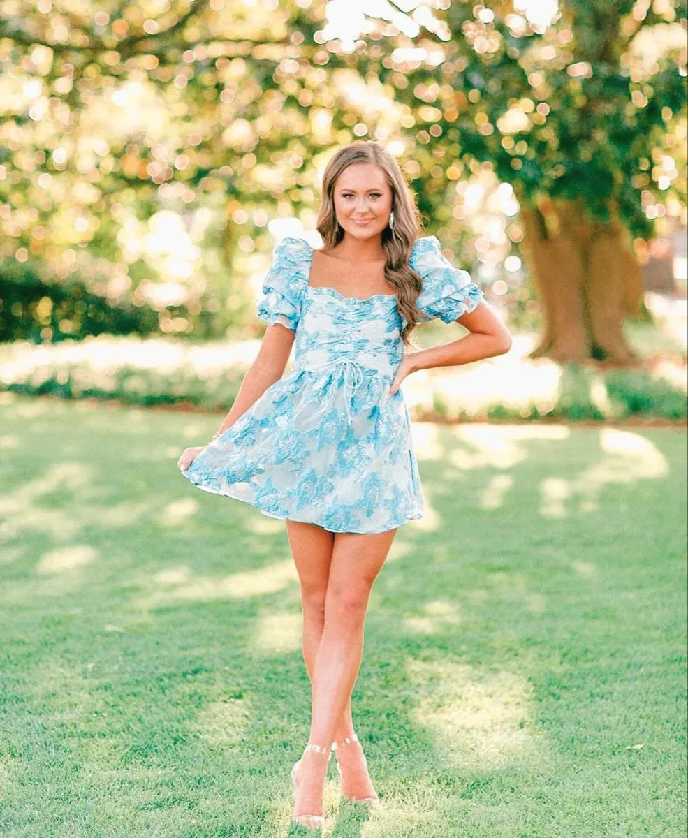 Retro Style Floral A-line Short Homecoming Dress Summer Outfit Dress Y2957 - Image 2