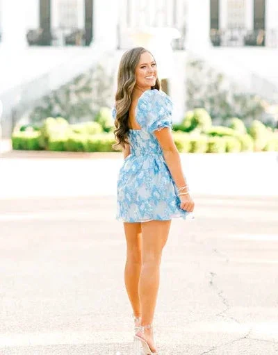 Retro Style Floral A-line Short Homecoming Dress Summer Outfit Dress Y2957 - Image 4