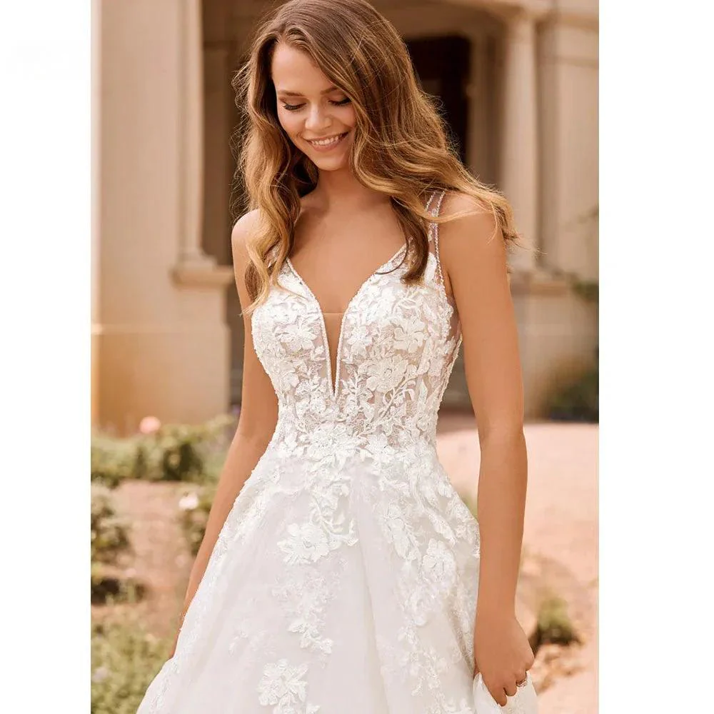 RODDRSYA Boho Elegant Wedding Dresses For Women 2023 V-Neck Lace Appliques Bridal Gowns Backless With Button Vestidos De Novia - Image 2