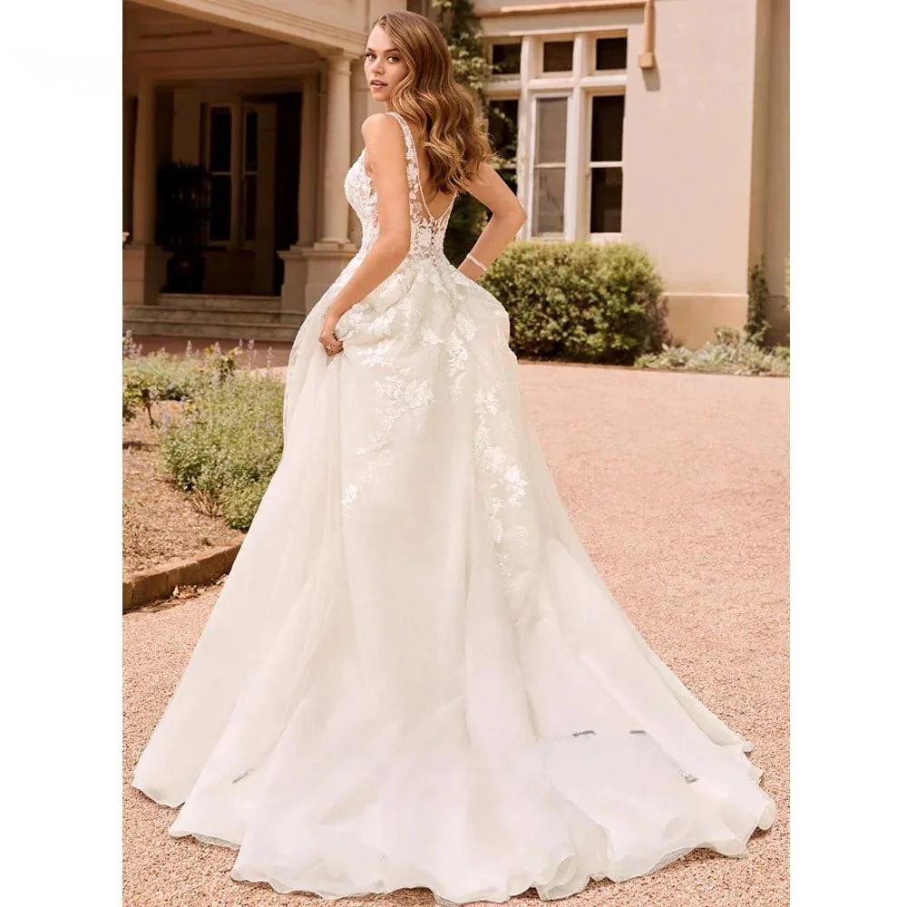 RODDRSYA Boho Elegant Wedding Dresses For Women 2023 V-Neck Lace Appliques Bridal Gowns Backless With Button Vestidos De Novia - Image 3