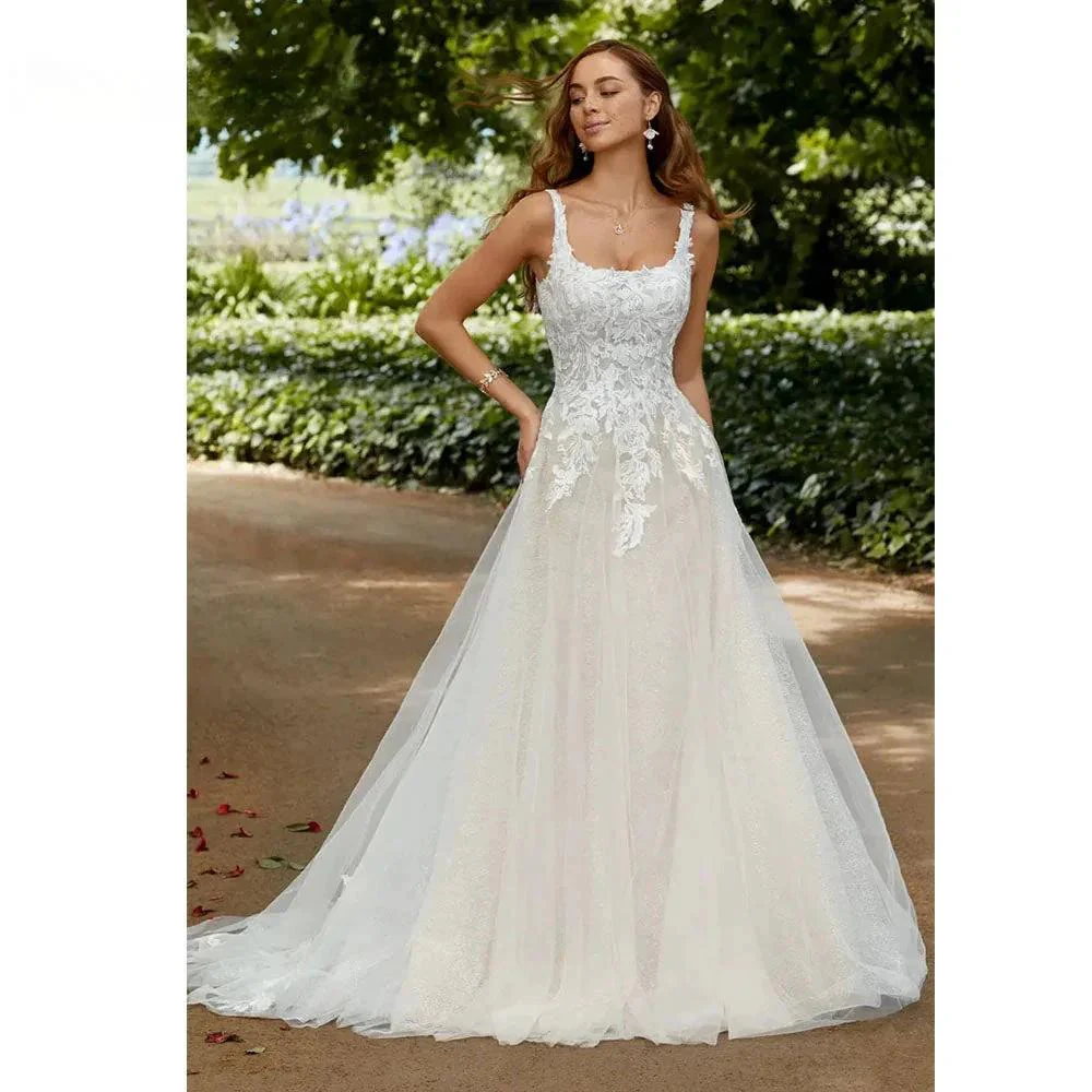 RODDRSYA Boho Elegant Wedding Dresses For Women Square Collar Appliques Lace Backless With Button Vestidos De Novia Custom Made - Image 3
