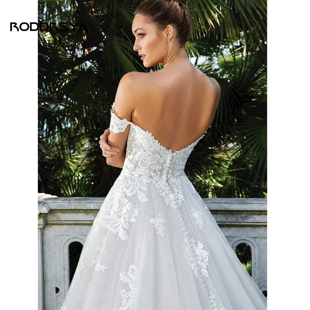 RODDRSYA Elegant A-line Lace Wedding Dresses For Women Appliques Off-Shoulder Bridal Gown Backless Sweep Train Vestidos De Noiva - Image 3