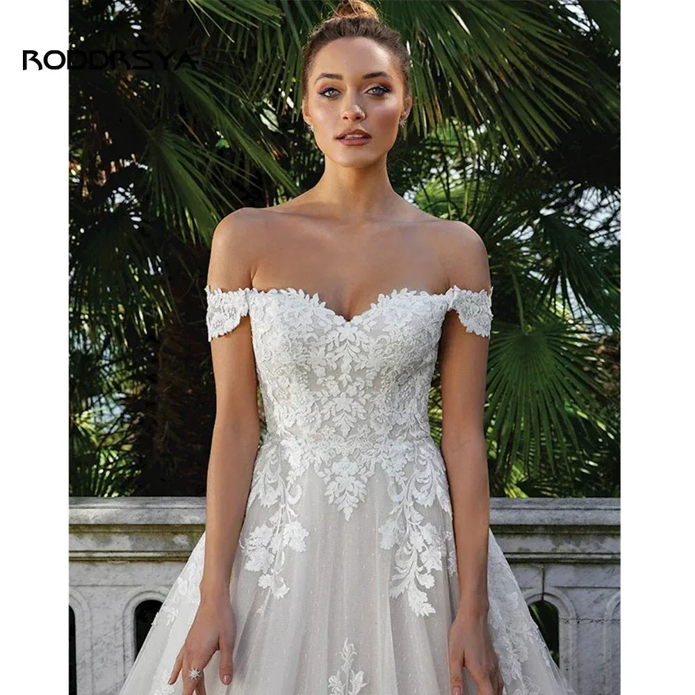 RODDRSYA Elegant A-line Lace Wedding Dresses For Women Appliques Off-Shoulder Bridal Gown Backless Sweep Train Vestidos De Noiva - Image 4