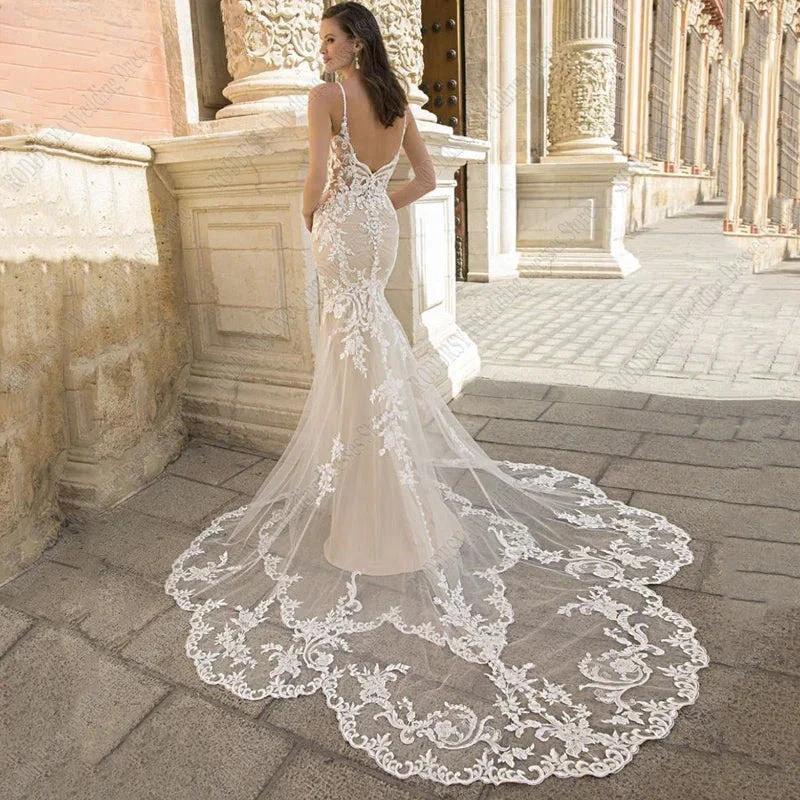 RODDRSYA Gorgeously Mermaid Wedding Dress For Bride Tulle Lace Appliques Court Train Sexy Wedding Gowns - Image 2