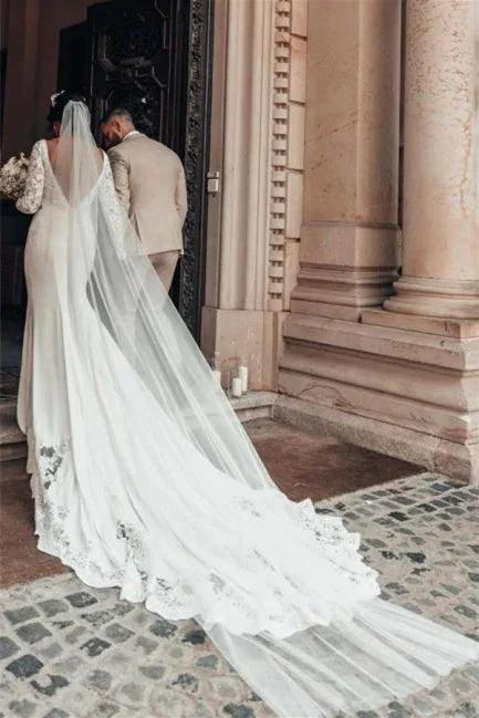 Romantic Backless Long Sleeves Mermaid Wedding Dresses - Image 2