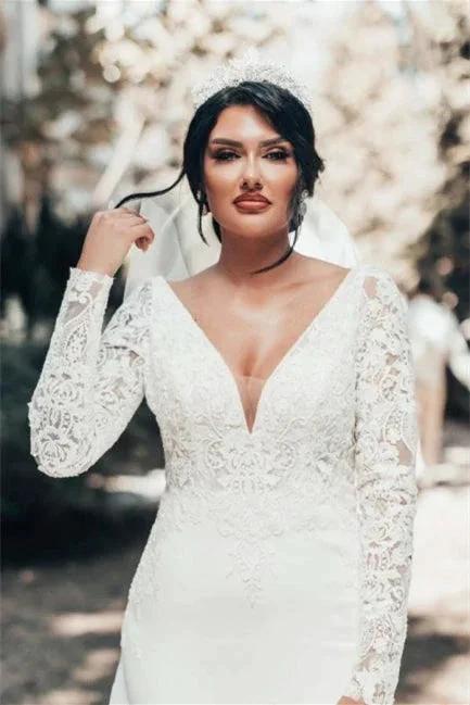 Romantic Backless Long Sleeves Mermaid Wedding Dresses - Image 4