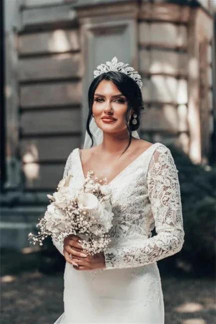 Romantic Backless Long Sleeves Mermaid Wedding Dresses - Image 6