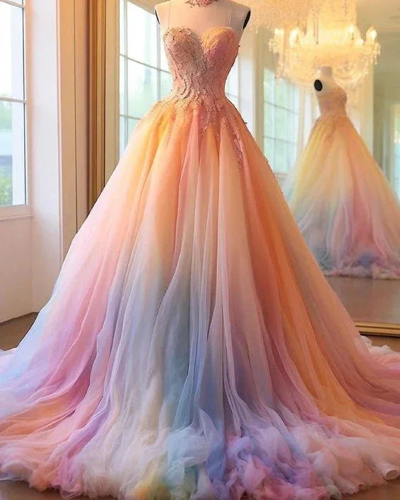 Romantic Dip Dye Colored Wedding Dress Y5015 - Image 2