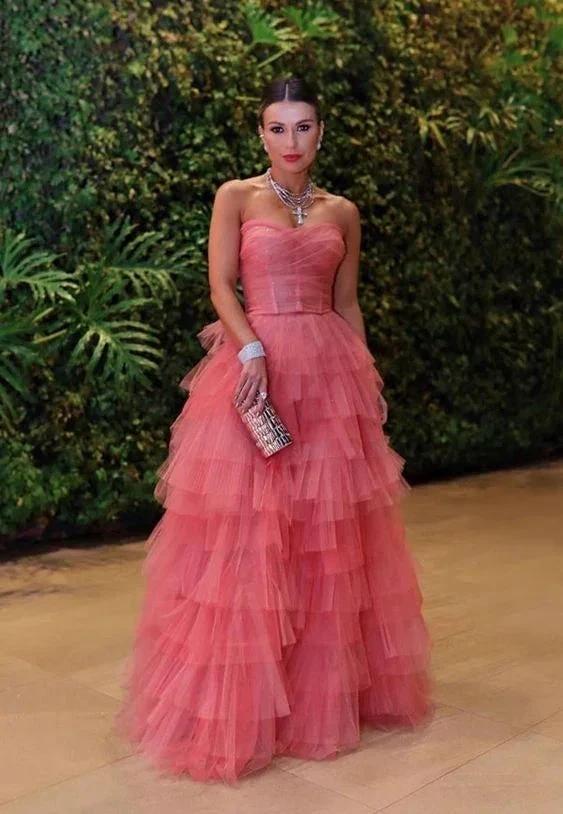 Romantic Frill-Layered Tulle Evening Dress Strapless Tulle Prom Dress Y1057 - Image 2