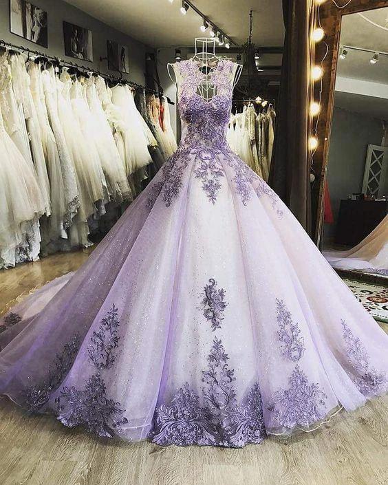 Romantic Lavender Lace Ball Gown Dress Sparkling Party Special Occasion Dress Y1074 - Image 2