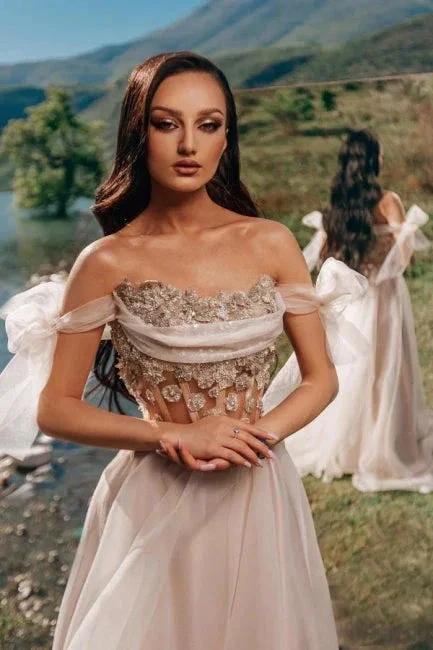 Romantic Off The Shoulder Princess Tulle Garden Prom Dress - Image 2
