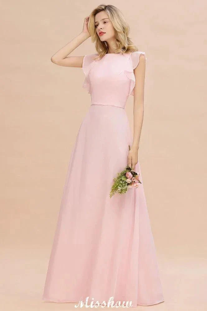 Romantic Sleeveless aline Bridesmaid Dress Garden Floor Length Simple Wedding Dress - Image 5