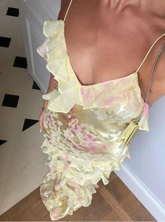 Romantic Spaghetti Straps V Neck Chiffon Print Prom Dress,Charming Evening Dress Y2306 - Image 7