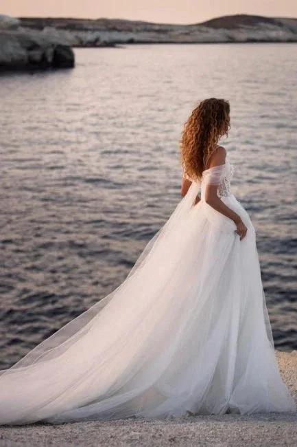 Romantic spaghettistraps capsleeves aline lace Wedding dresses - Image 2