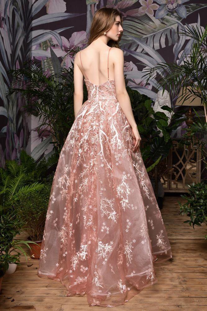 Romantic Straps Aline Evening Dress with Detachable Train Sleeveless Floor Length - Image 10