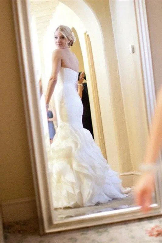 Mermaid Sleeveless Sweetheart Ruffless Wedding Dress - Image 2