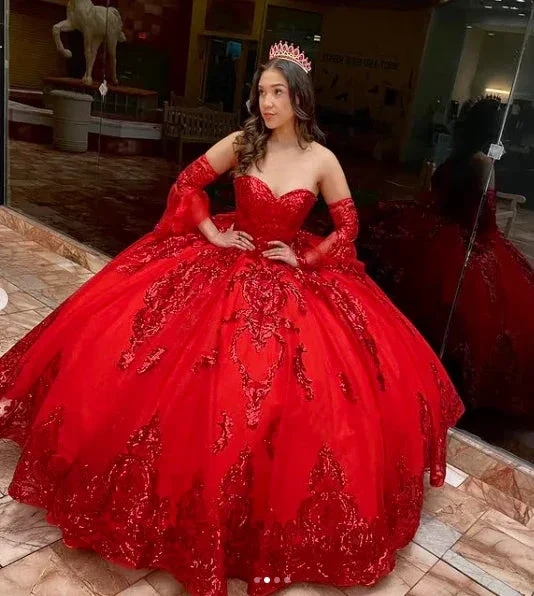 Rose Gold Sweetheart Puffy Princess Ball Gown Sweet 16 Dress Beaded Applique Quinceanera Dresses Y827 - Image 7