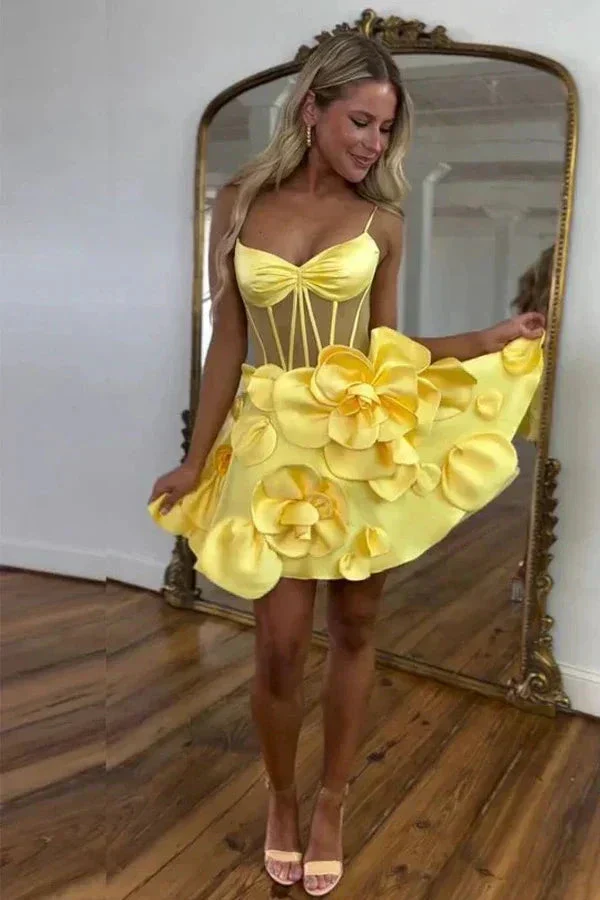 Rosette Straps Pink Corset Homecoming Dress Short Prom Dress PD515 - Image 3
