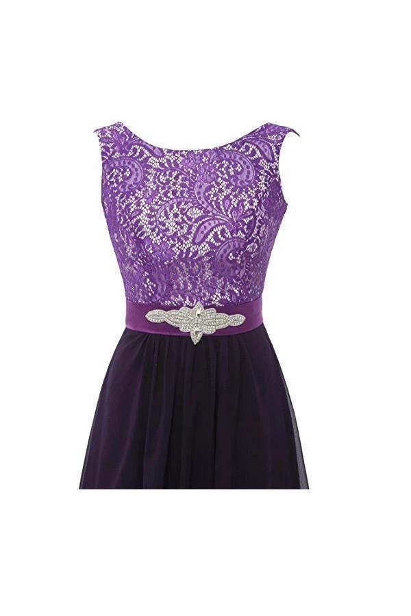 Round Neck Lace Sleeveless Long Prom Evening Dresses Bridesmaid Dress BD010 - Image 4