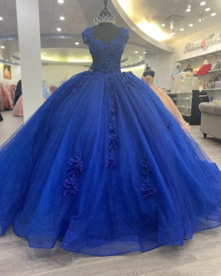 Royal Blue Appliques Tulle Ball Gown,Sweet 16 Dress,Princess Dress,Y2478 - Image 2